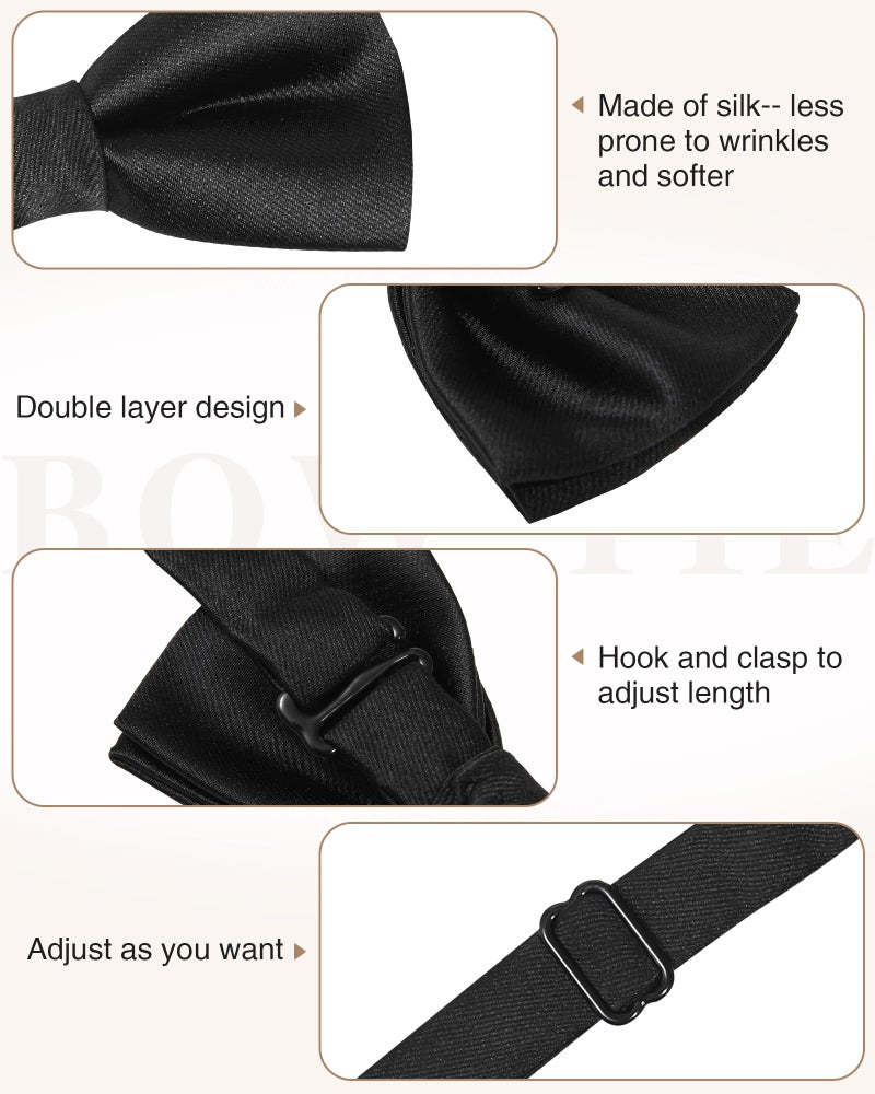 Kajeer Kids Boys Silk Bow Ties - Adjustable Bowtie for Baby Toddler Gifts(Black) - Image 2
